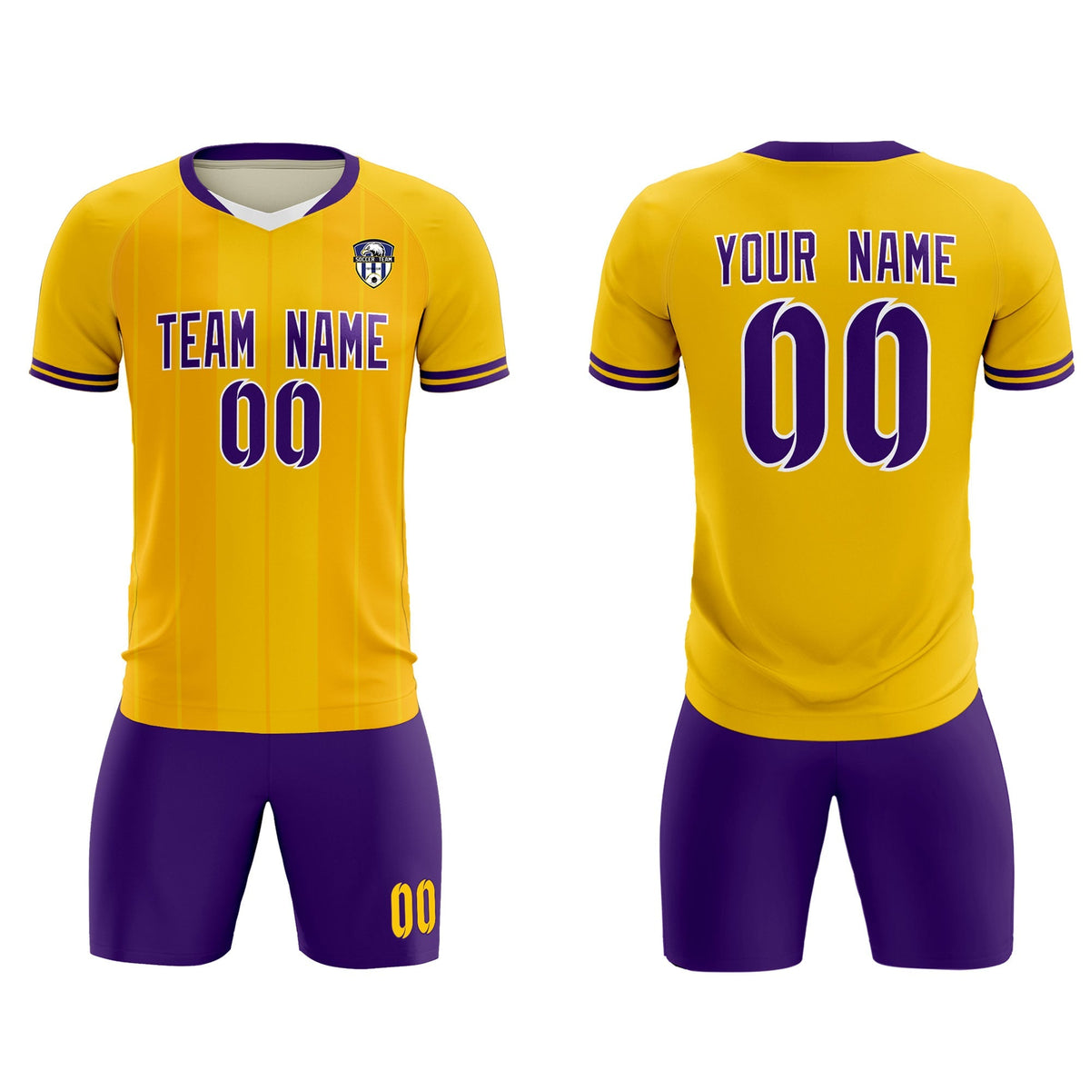 Custom Gold Classic Striped Personalized Football Kit Jersey