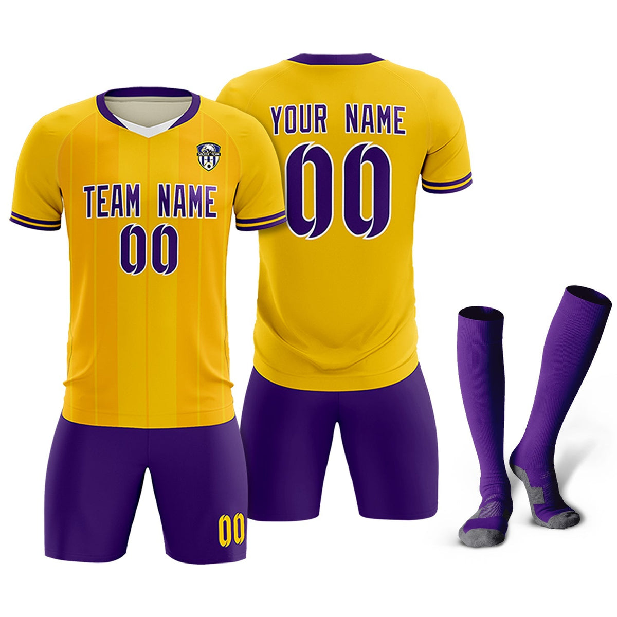 Custom Gold Classic Striped Personalized Football Kit Jersey