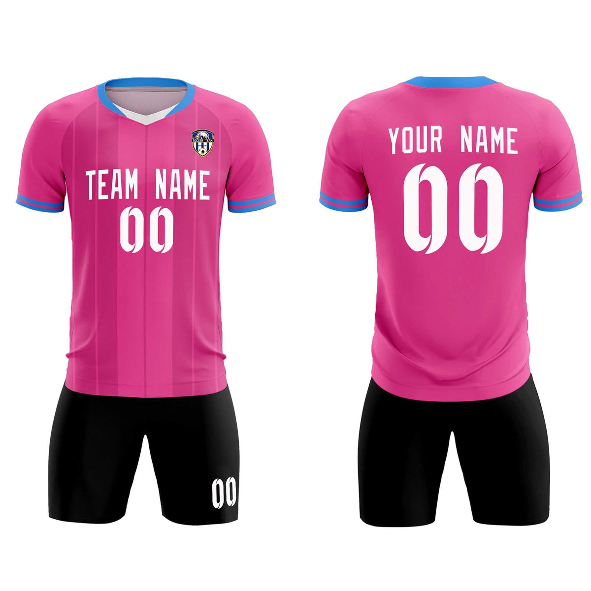 Custom Pink Classic Striped Personalized Football Kit Jersey