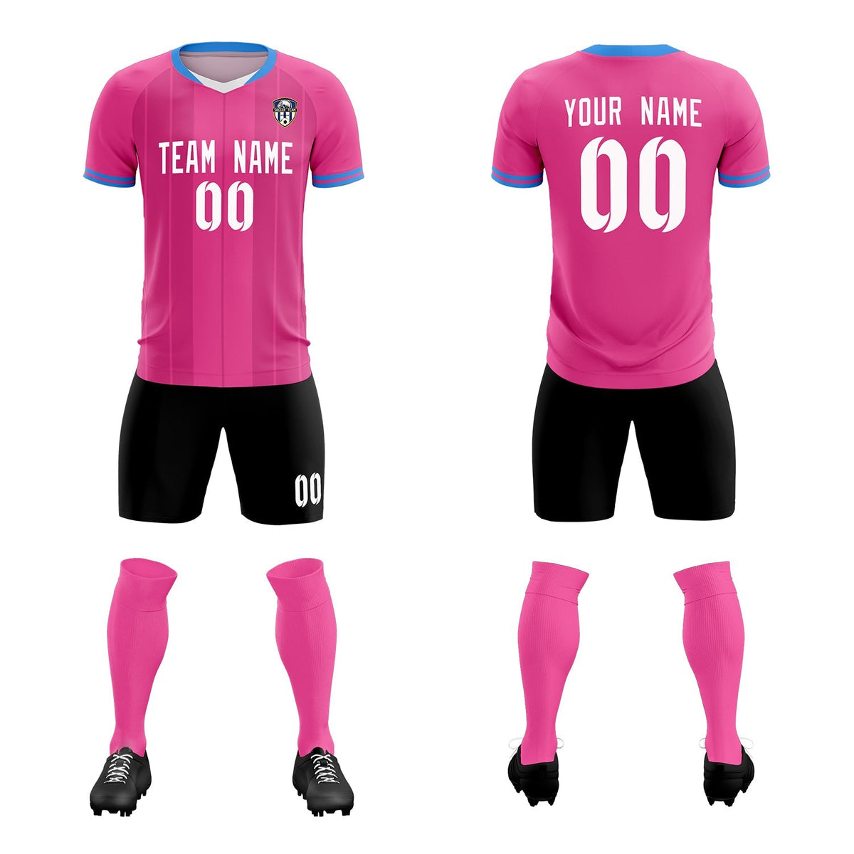 Custom Pink Classic Striped Personalized Football Kit Jersey
