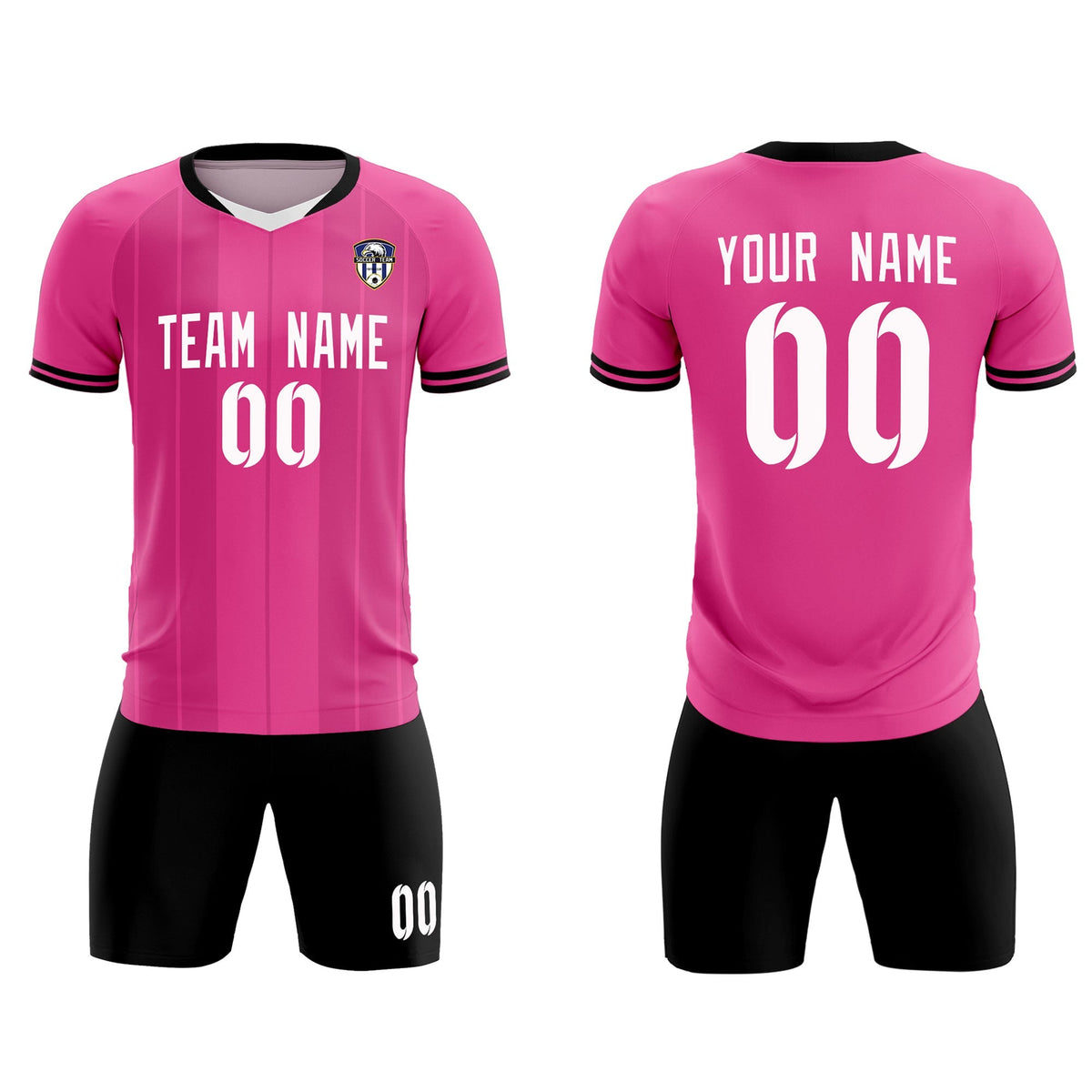Custom Pink Classic Striped Personalized Football Kit Jersey