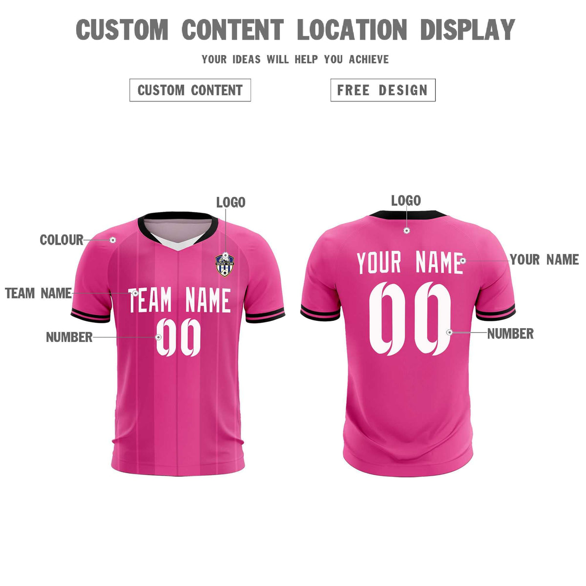 Custom Pink Classic Striped Personalized Football Kit Jersey