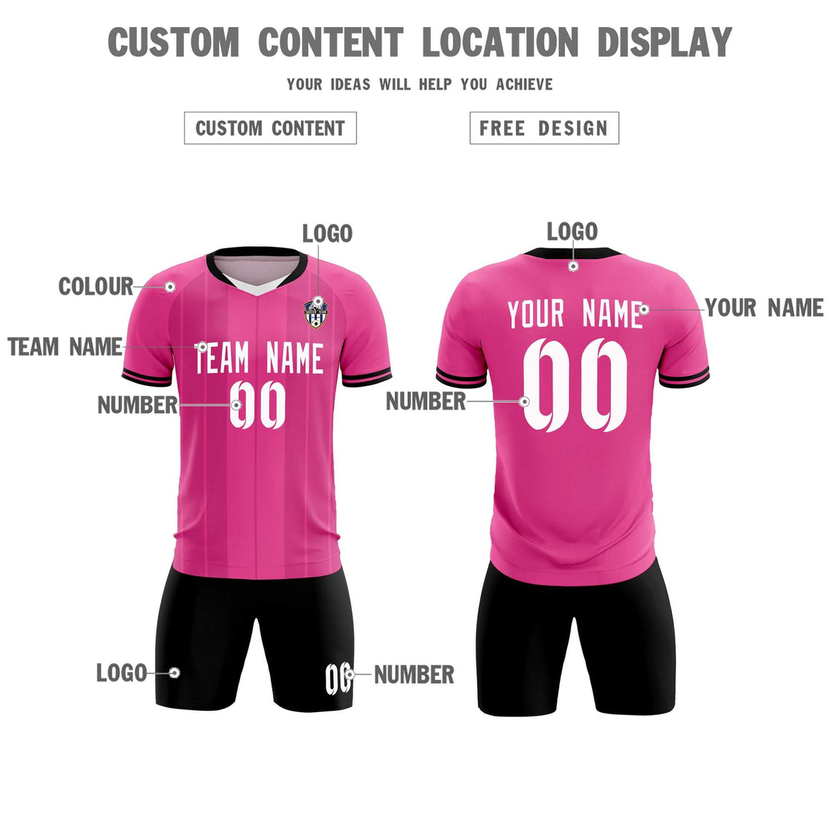 Custom Pink Classic Striped Personalized Football Kit Jersey