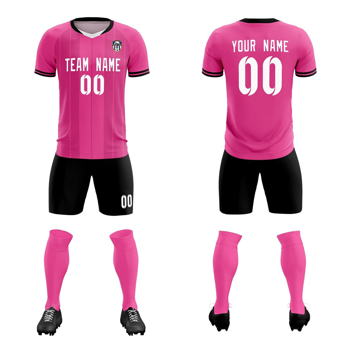 Custom Pink Classic Striped Personalized Football Kit Jersey