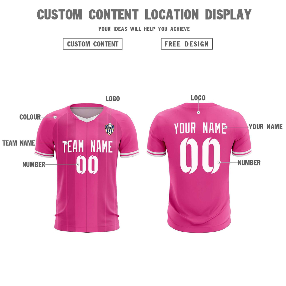 Custom Pink Classic Striped Personalized Football Kit Jersey