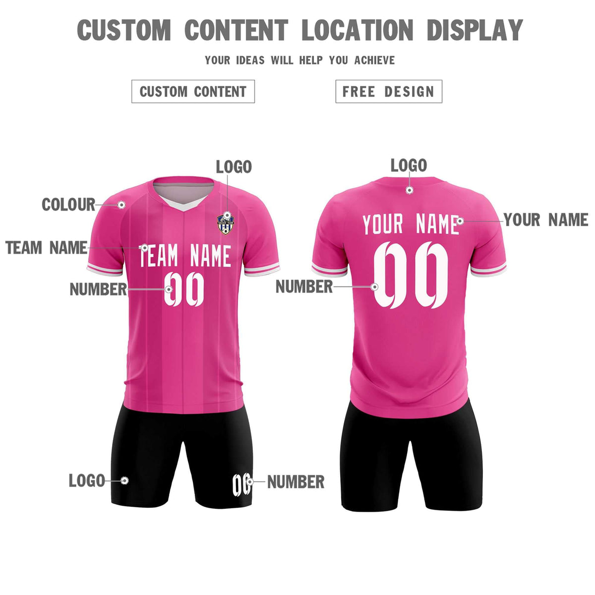 Custom Pink Classic Striped Personalized Football Kit Jersey