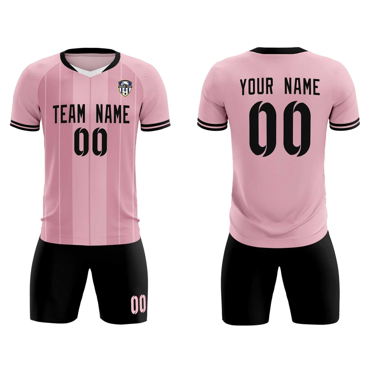 Custom Light Pink Classic Striped Personalized Football Kit Jersey