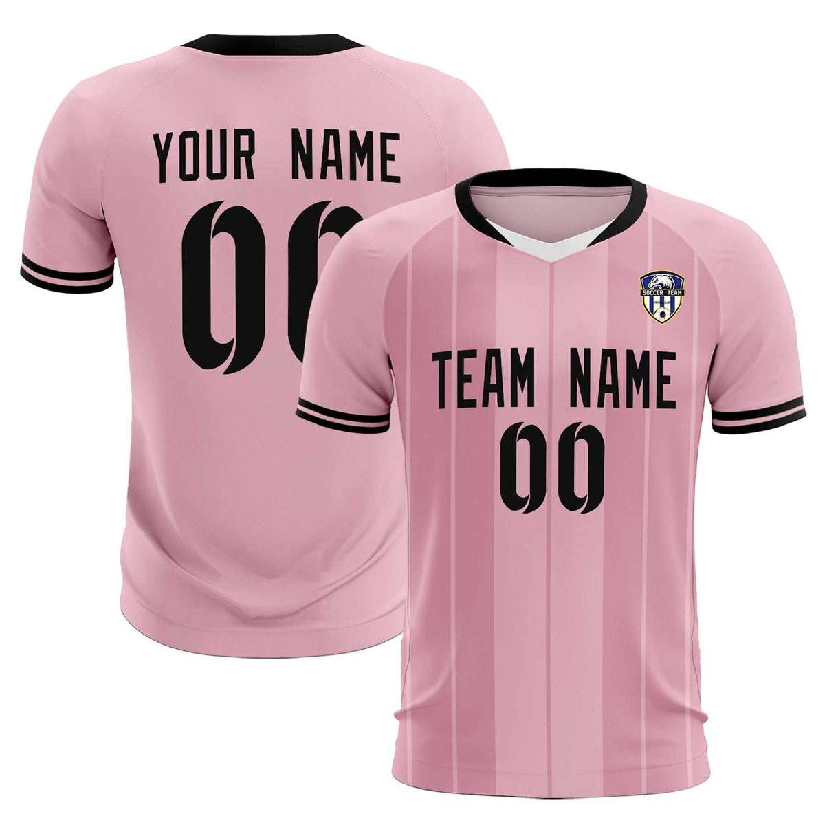 Custom Light Pink Classic Striped Personalized Football Kit Jersey