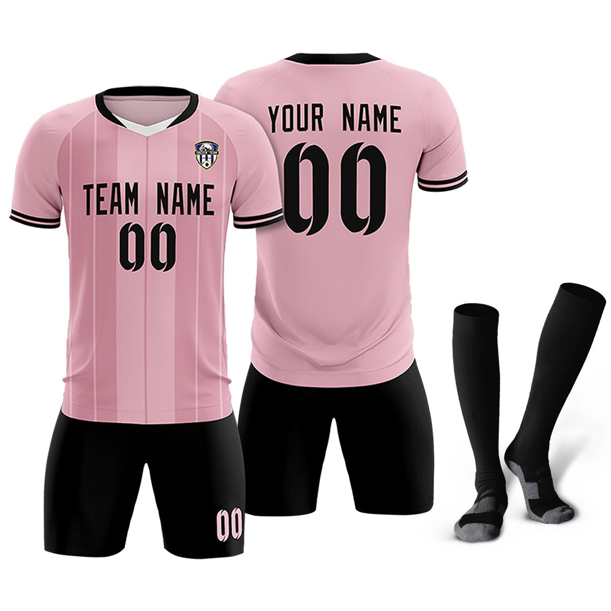Custom Light Pink Classic Striped Personalized Football Kit Jersey