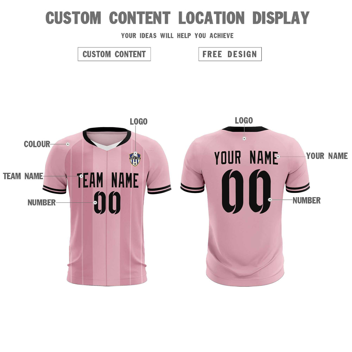 Custom Light Pink Classic Striped Personalized Football Kit Jersey