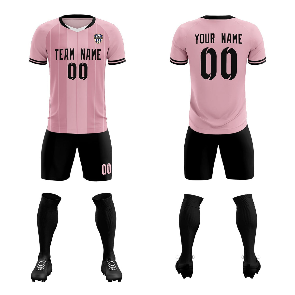 Custom Light Pink Classic Striped Personalized Football Kit Jersey