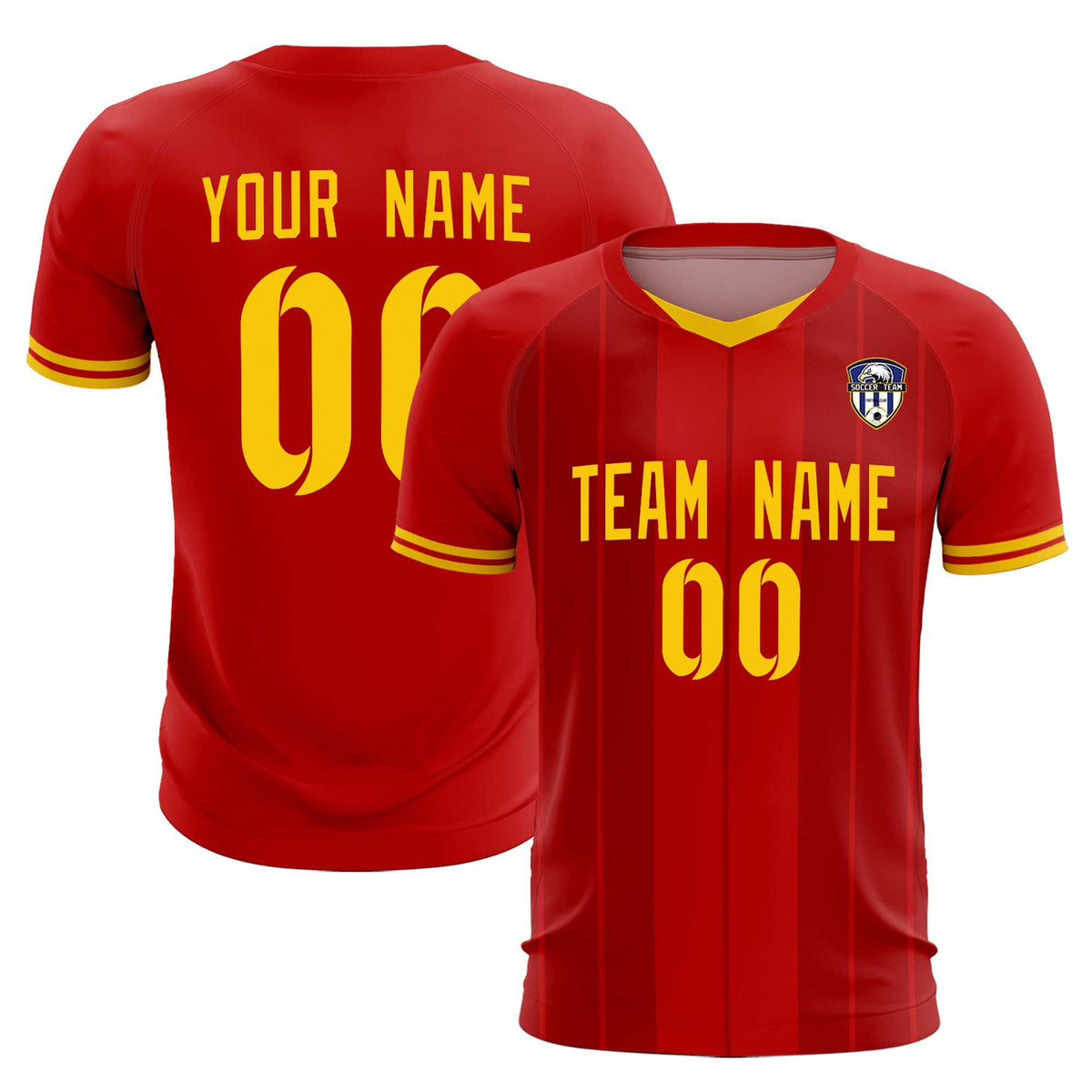 Custom Red Classic Striped Personalized Football Kit Jersey