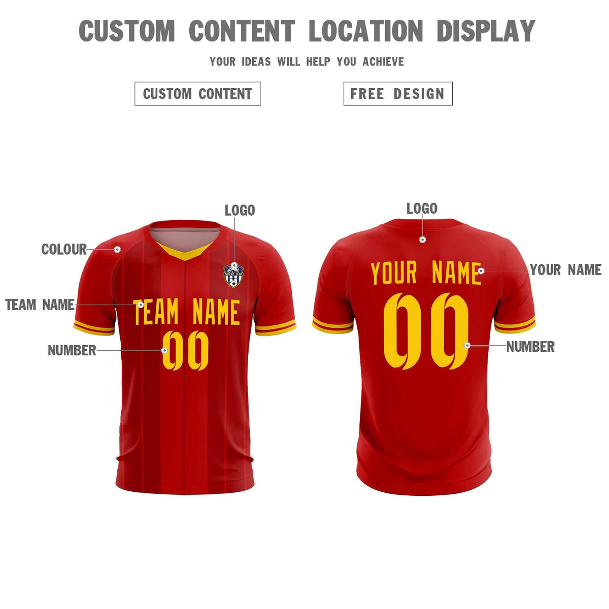 Custom Red Classic Striped Personalized Football Kit Jersey