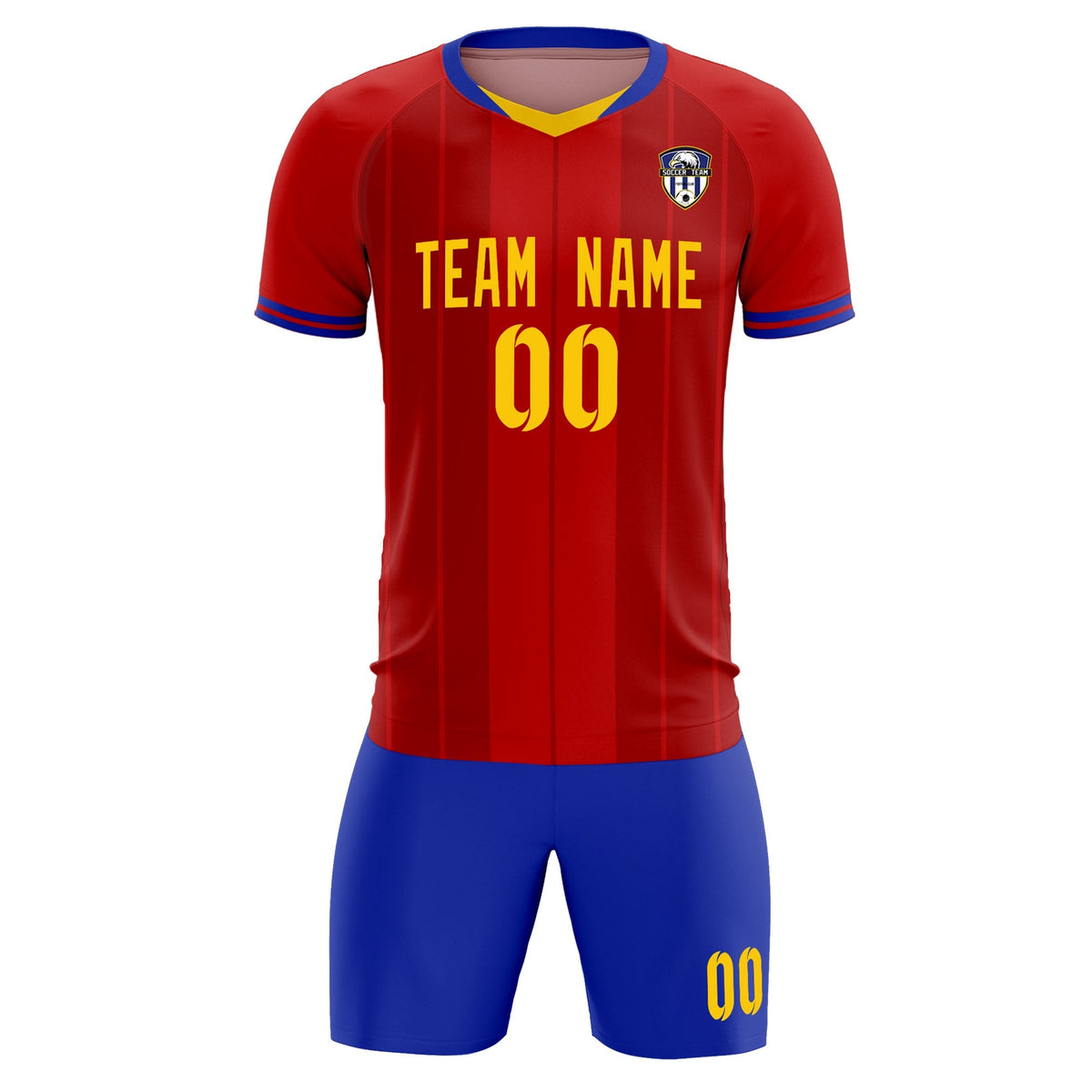 Custom Red Classic Striped Personalized Football Kit Jersey