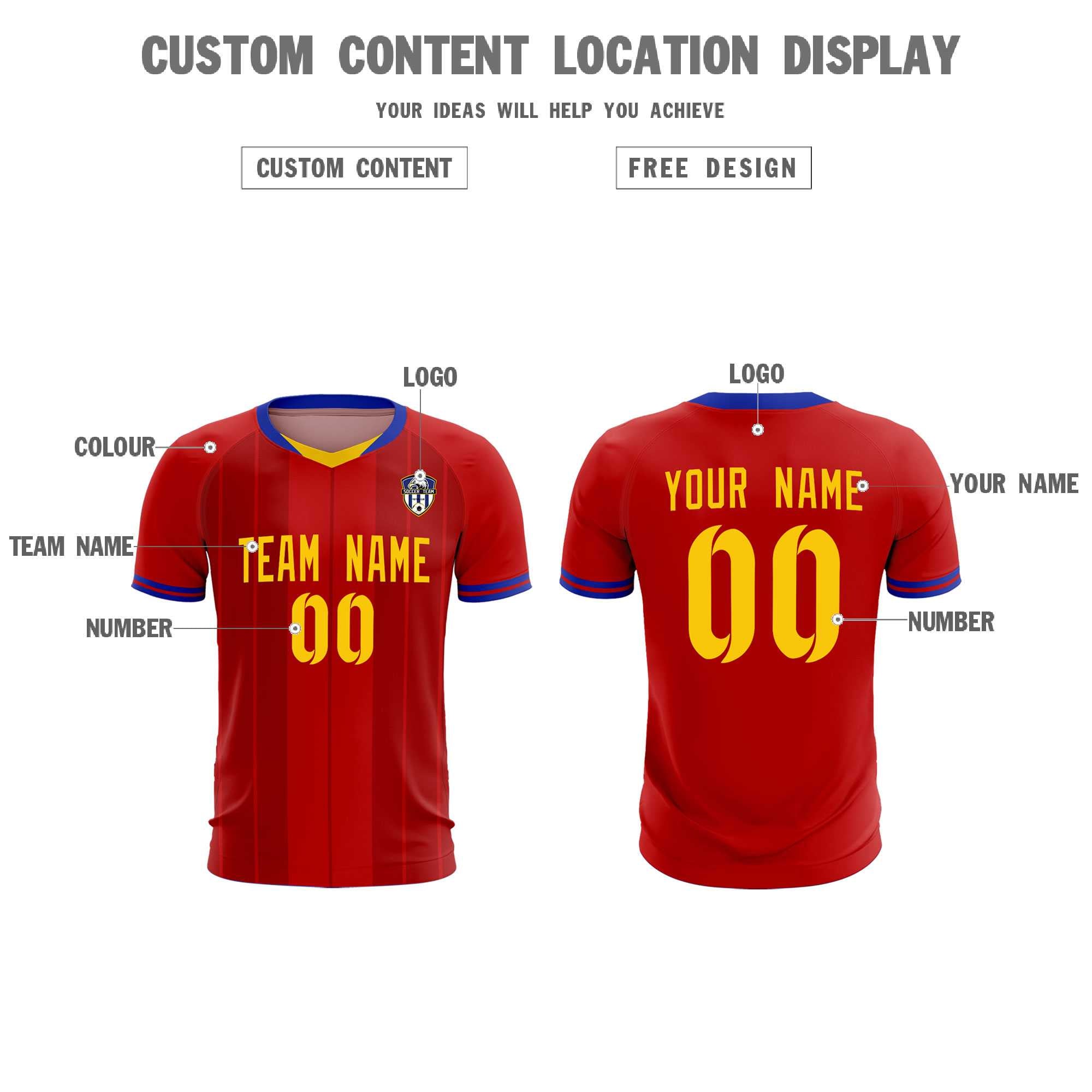 Custom Red Classic Striped Personalized Football Kit Jersey