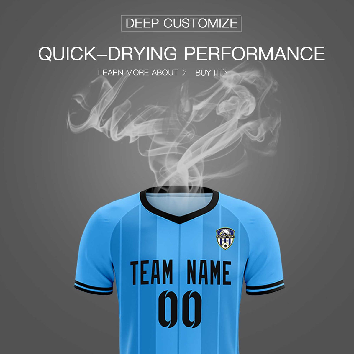 Custom Powder Blue Classic Striped Personalized Football Kit Jersey