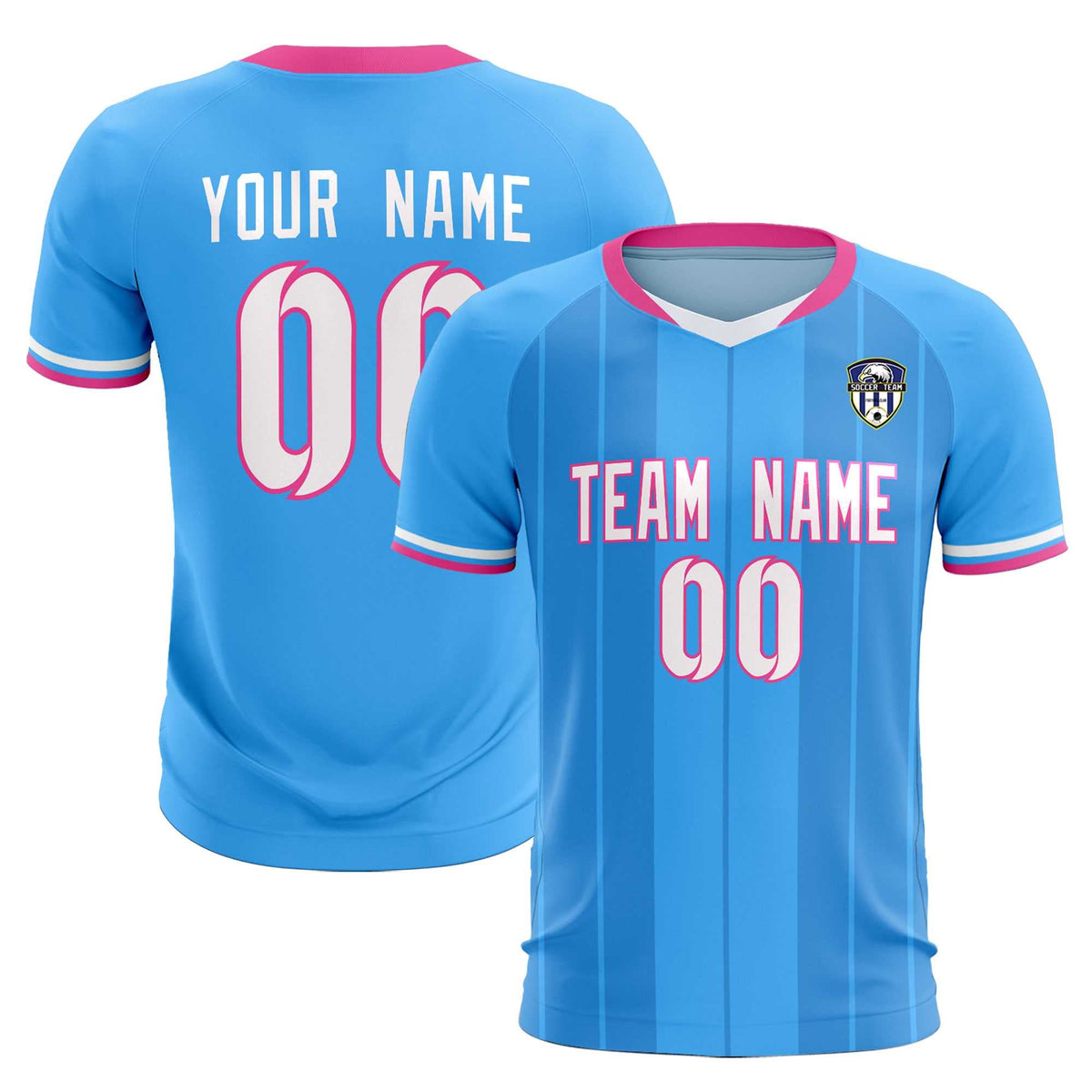 Custom Powder Blue Classic Striped Personalized Football Kit Jersey