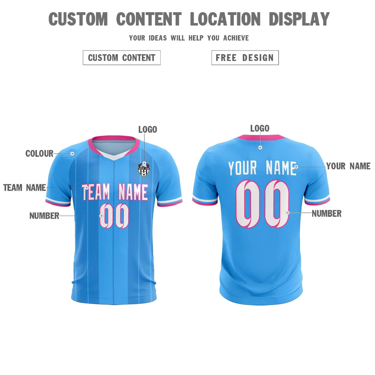 Custom Powder Blue Classic Striped Personalized Football Kit Jersey
