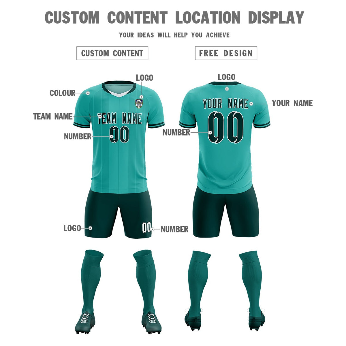 Custom Bright Green Classic Striped Personalized Football Kit Jersey