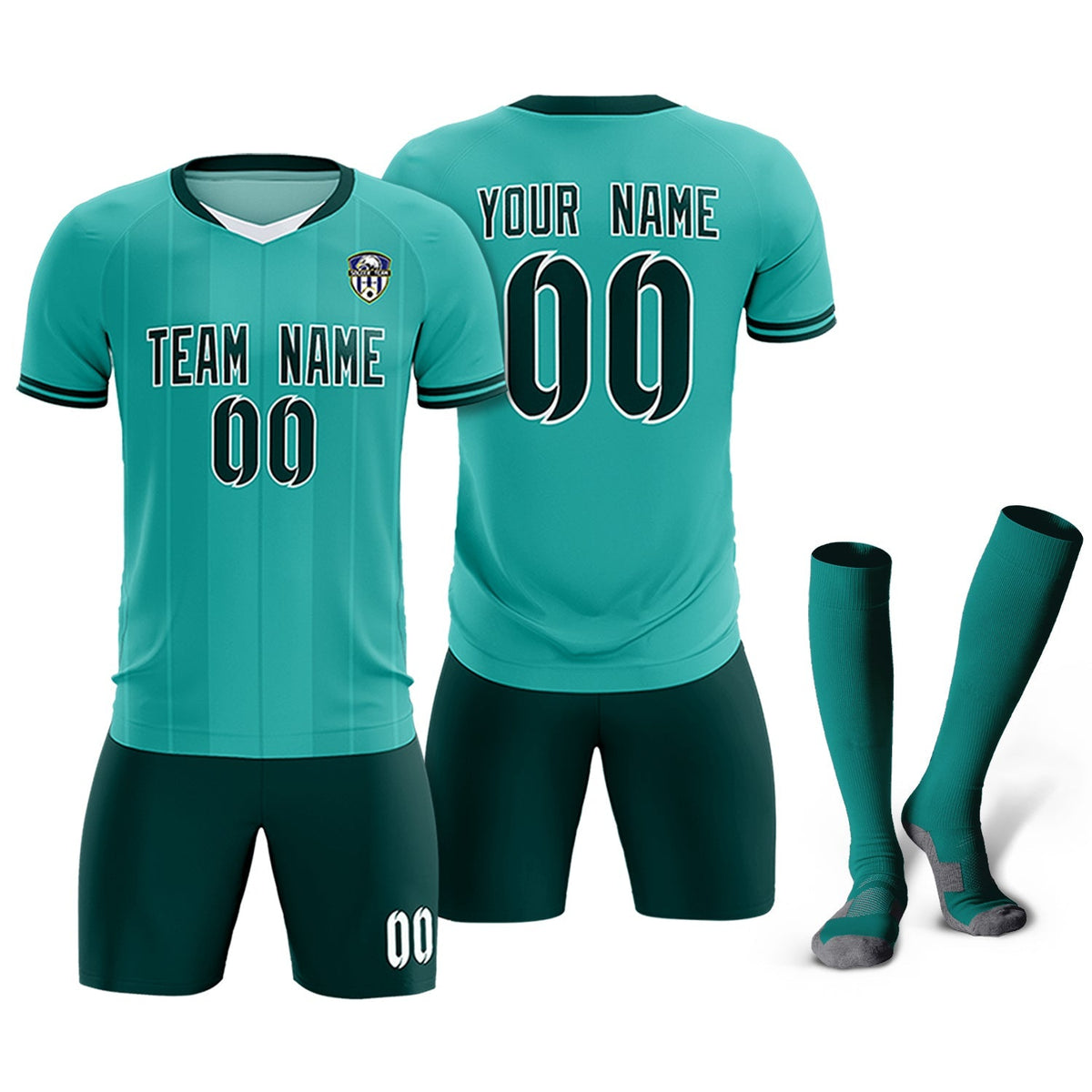 Custom Bright Green Classic Striped Personalized Football Kit Jersey