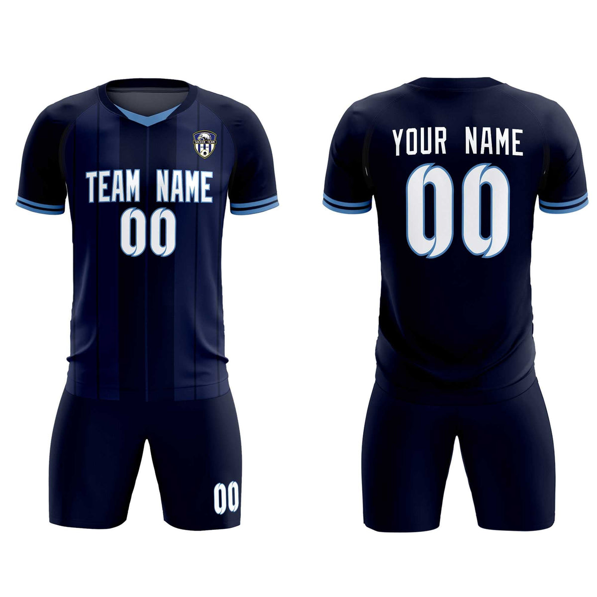 Custom Navy Classic Striped Personalized Football Kit Jersey