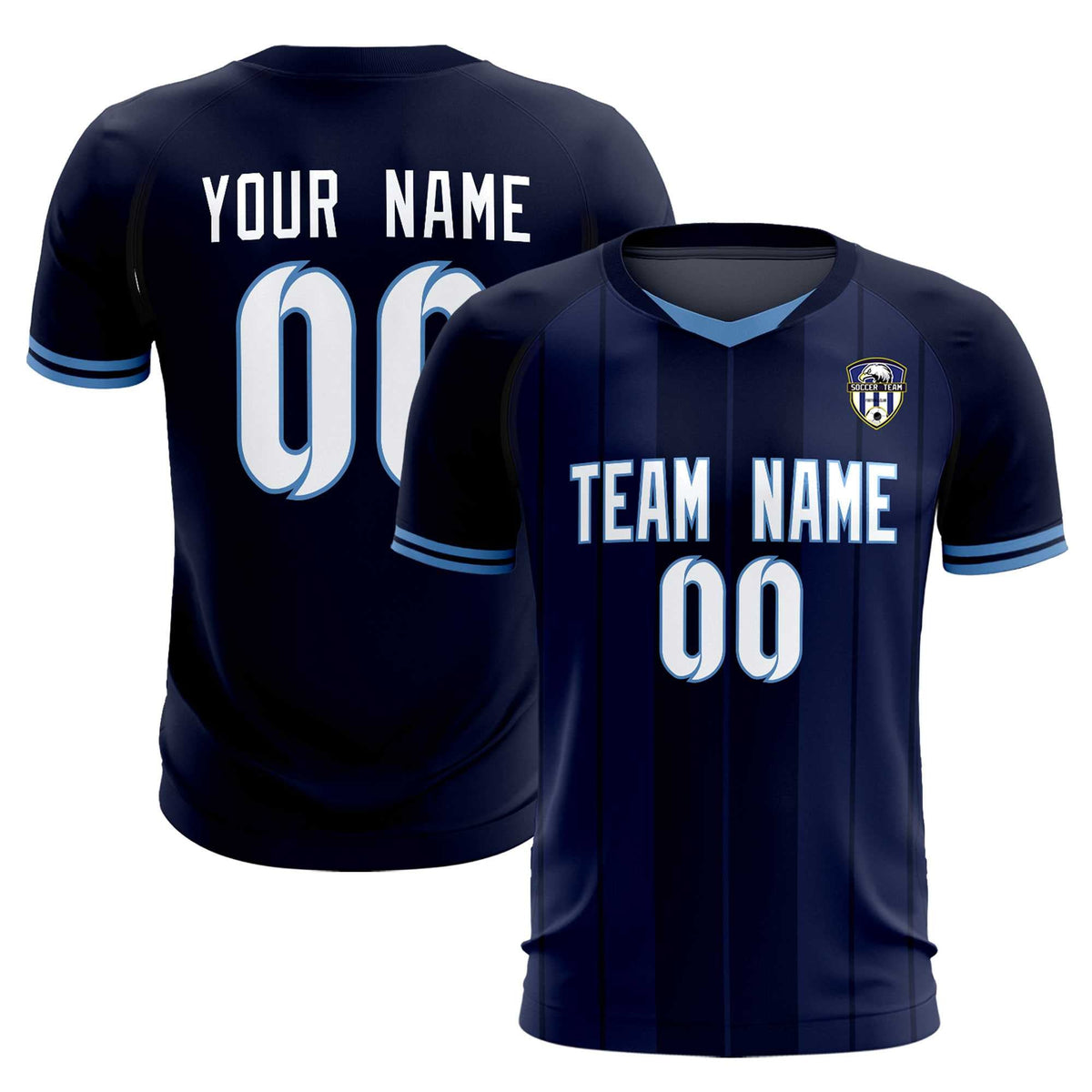 Custom Navy Classic Striped Personalized Football Kit Jersey