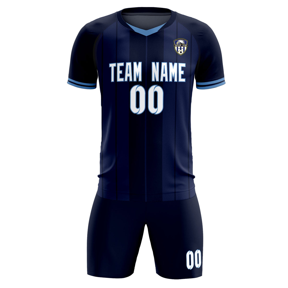 Custom Navy Classic Striped Personalized Football Kit Jersey
