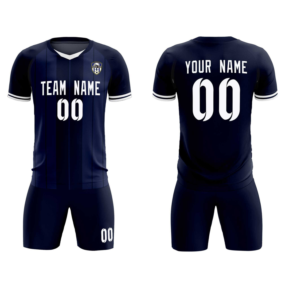 Custom Navy Classic Striped Personalized Football Kit Jersey