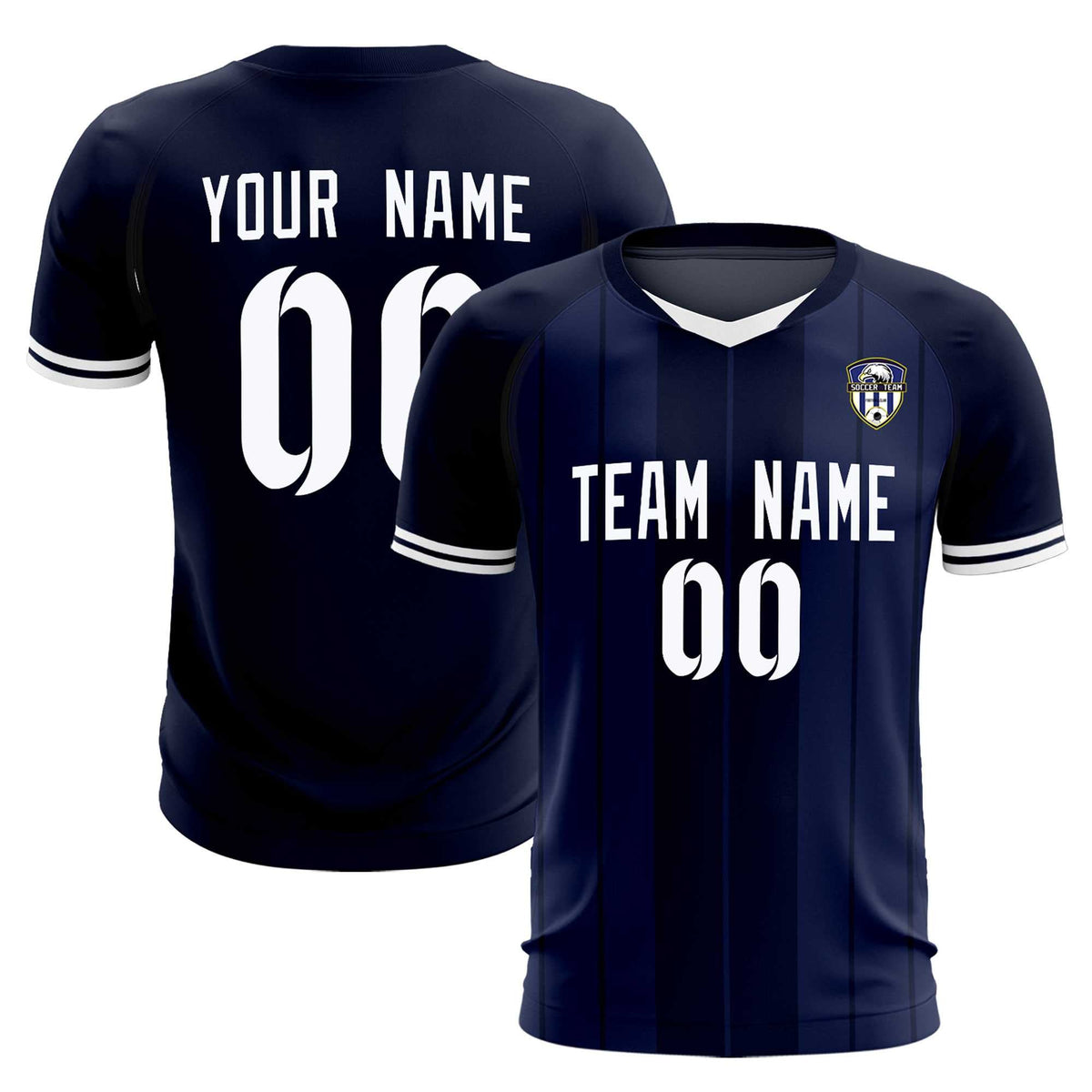 Custom Navy Classic Striped Personalized Football Kit Jersey