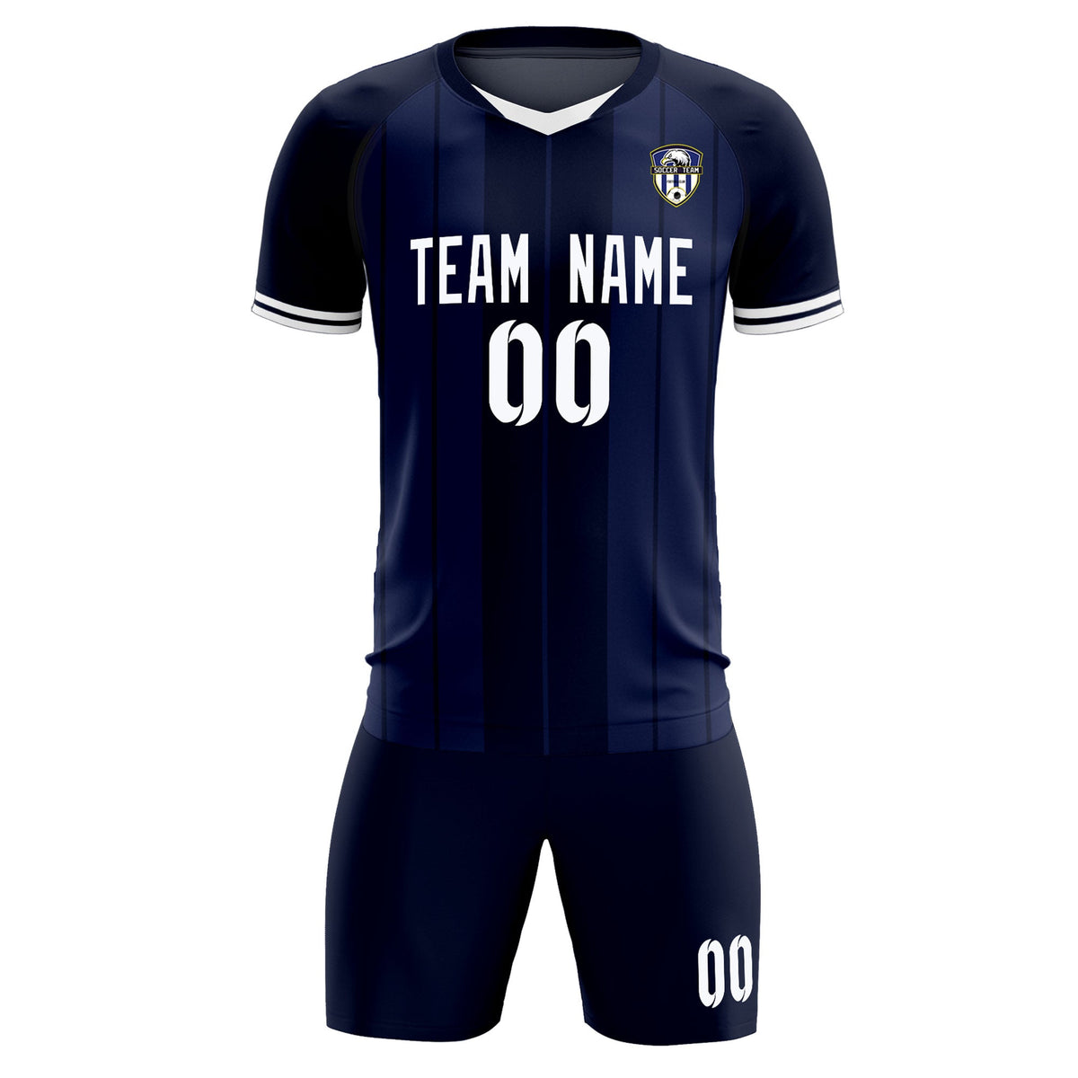 Custom Navy Classic Striped Personalized Football Kit Jersey