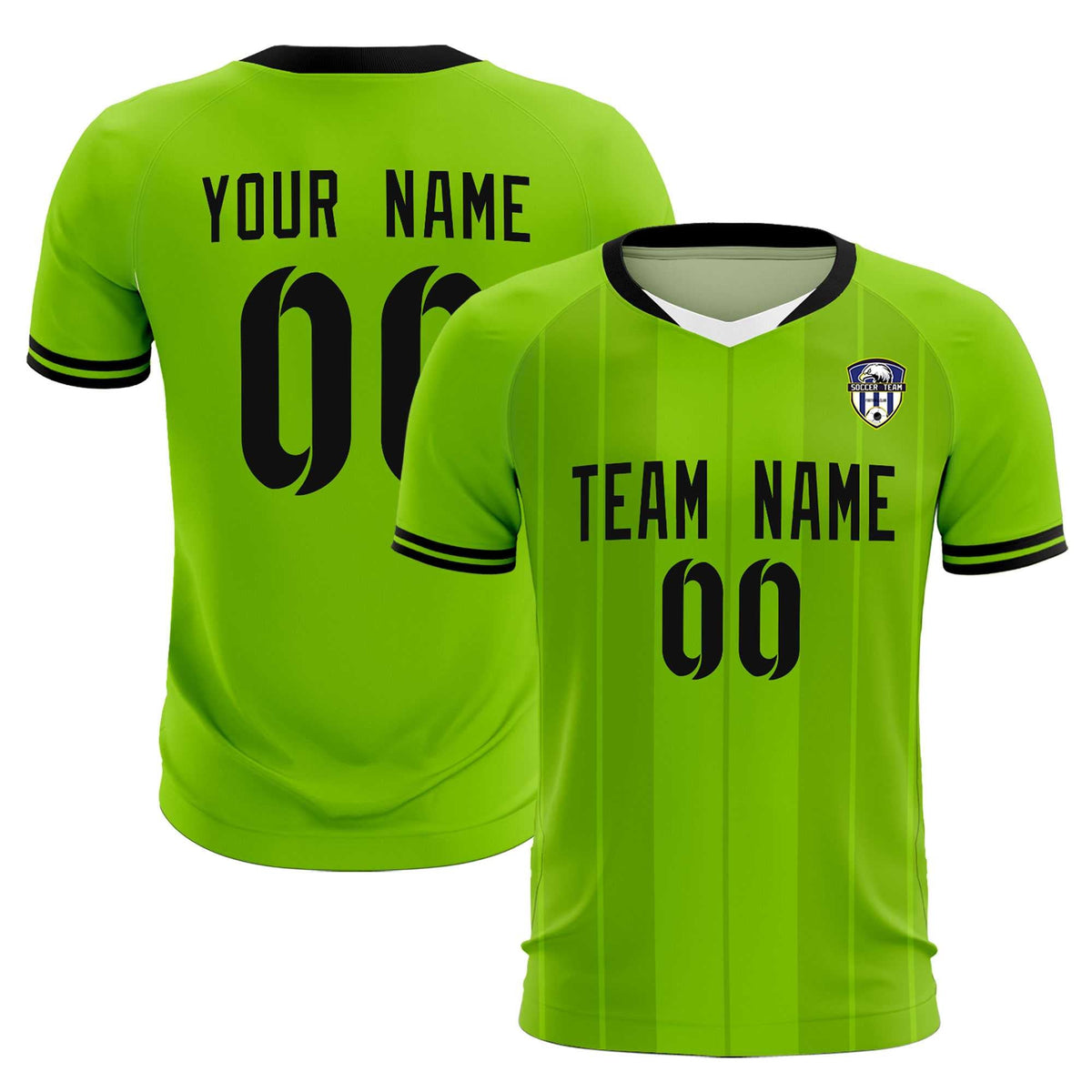 Custom Neon Green Classic Striped Personalized Football Kit Jersey