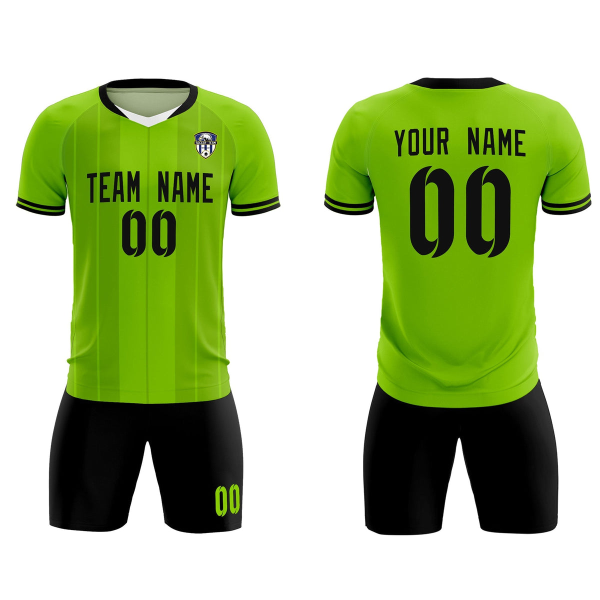 Custom Neon Green Classic Striped Personalized Football Kit Jersey