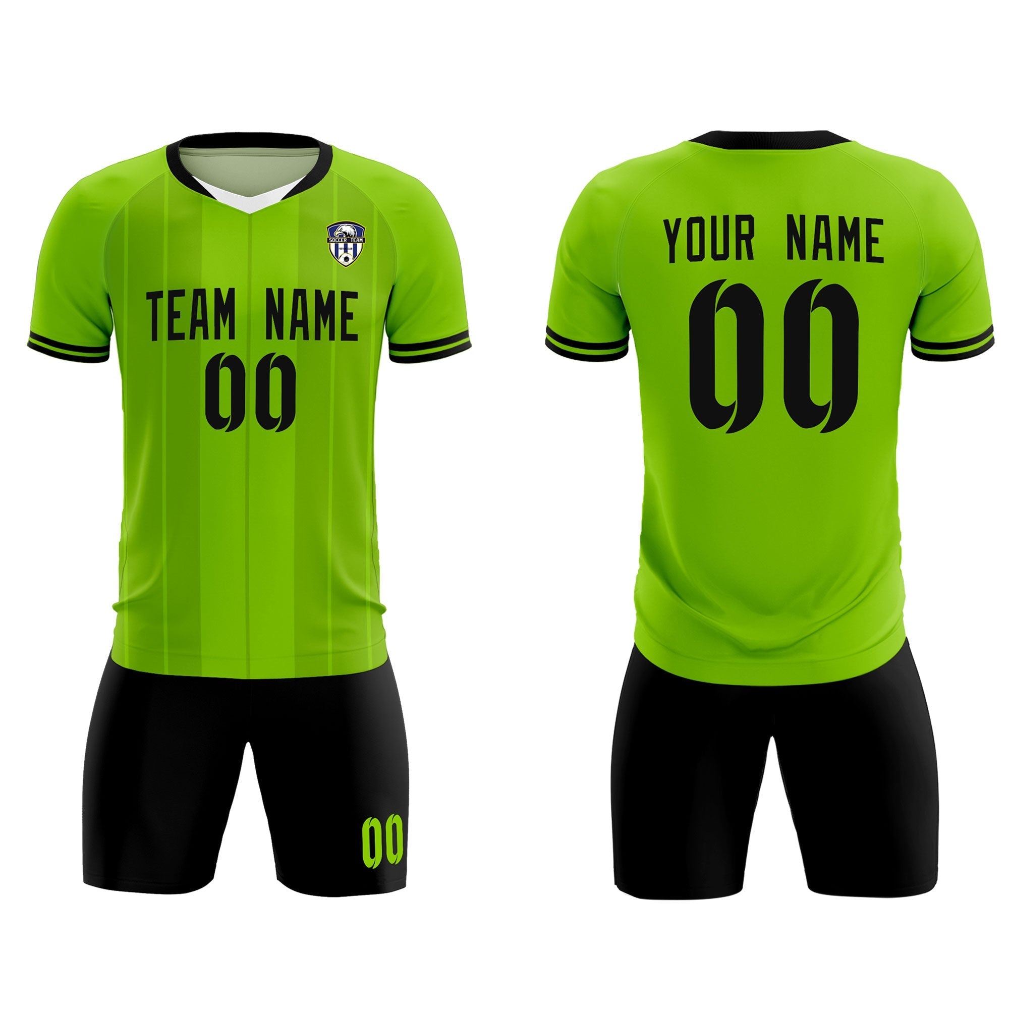 Custom Neon Green Classic Striped Personalized Football Kit Jersey