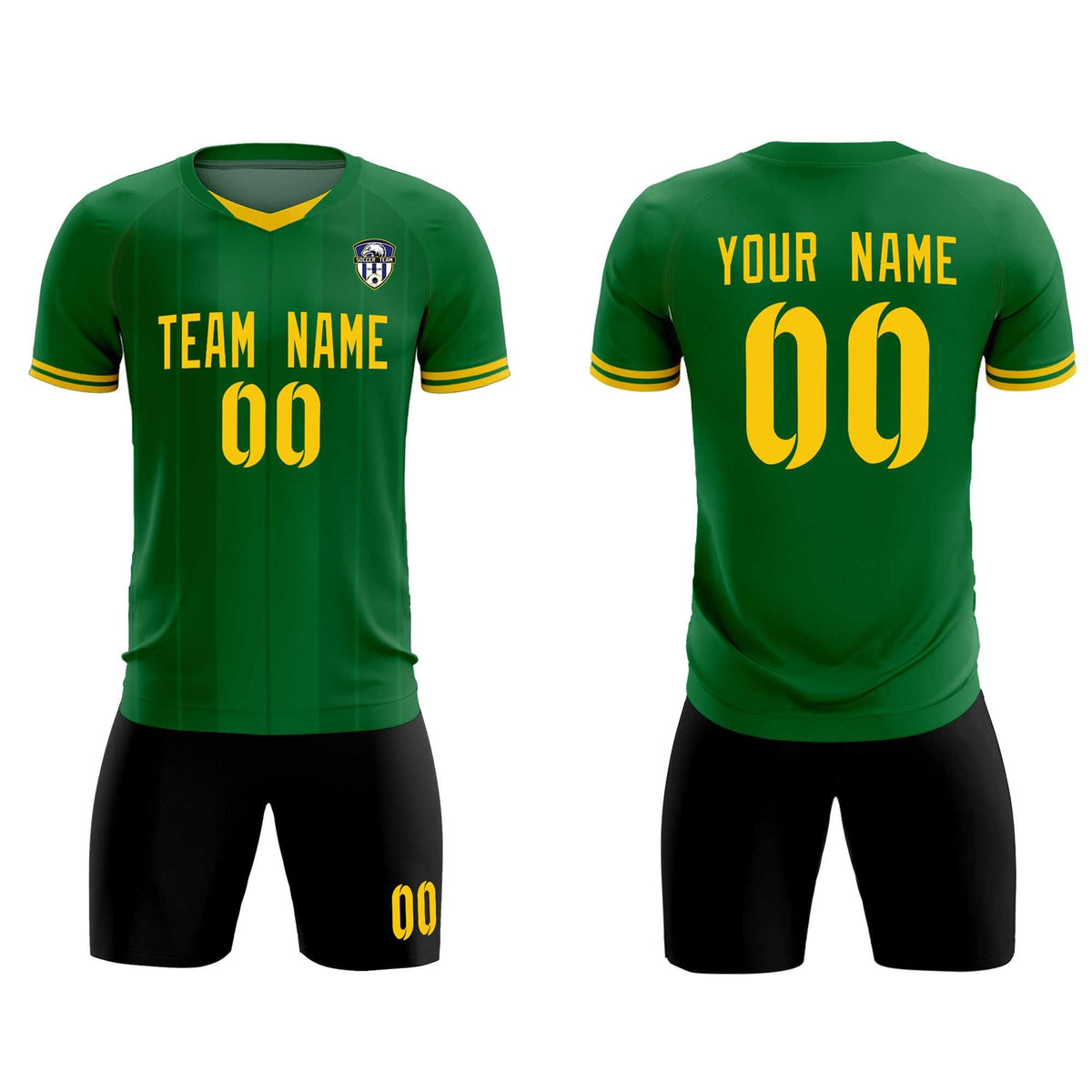 Custom Kelly Green Classic Striped Personalized Football Kit Jersey