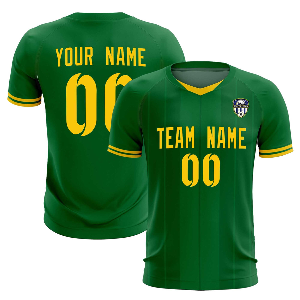 Custom Kelly Green Classic Striped Personalized Football Kit Jersey