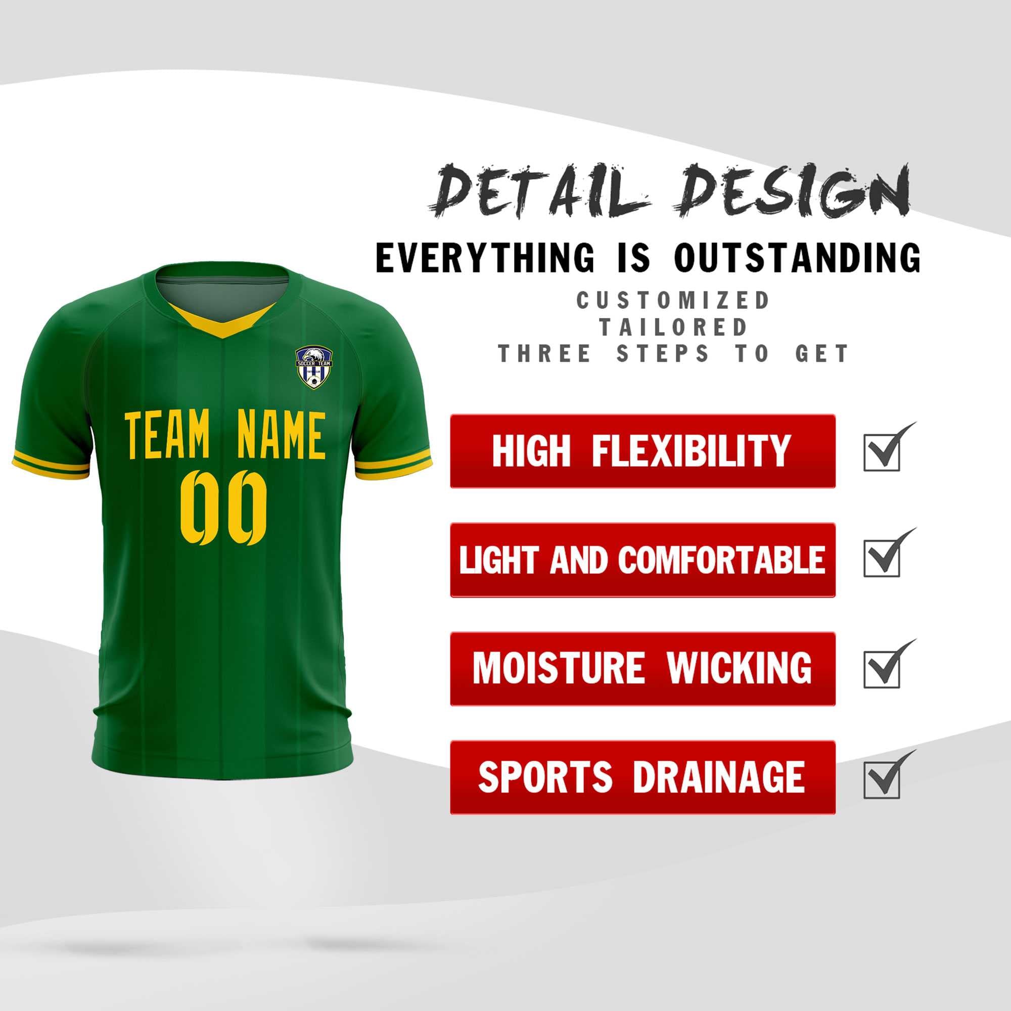 Custom Kelly Green Classic Striped Personalized Football Kit Jersey