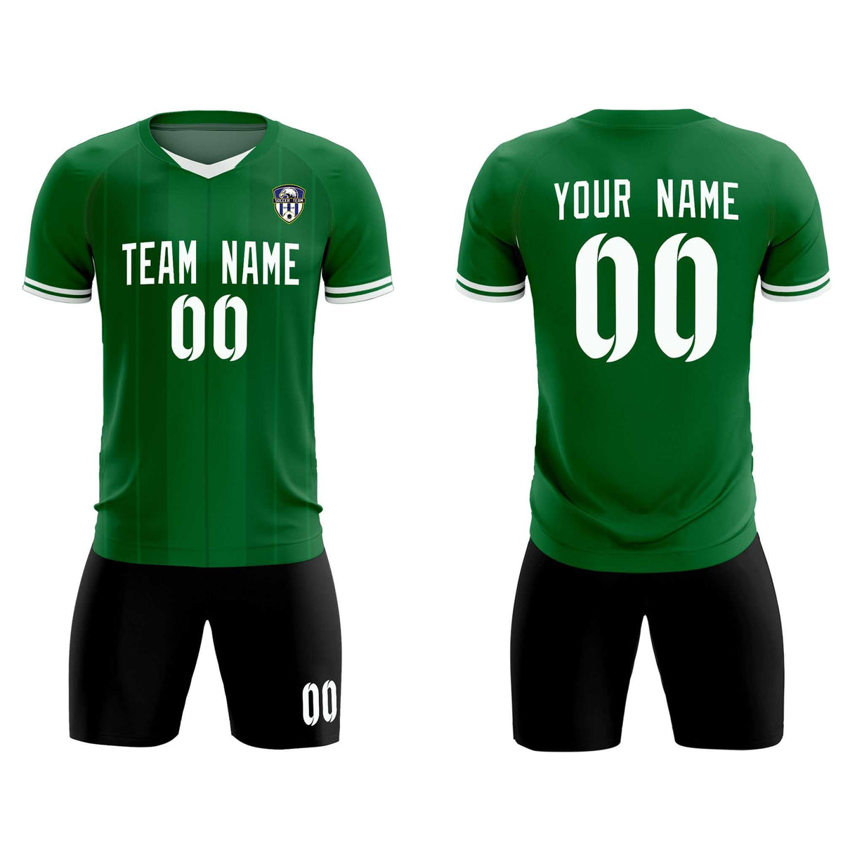 Custom Kelly Green Classic Striped Personalized Football Kit Jersey