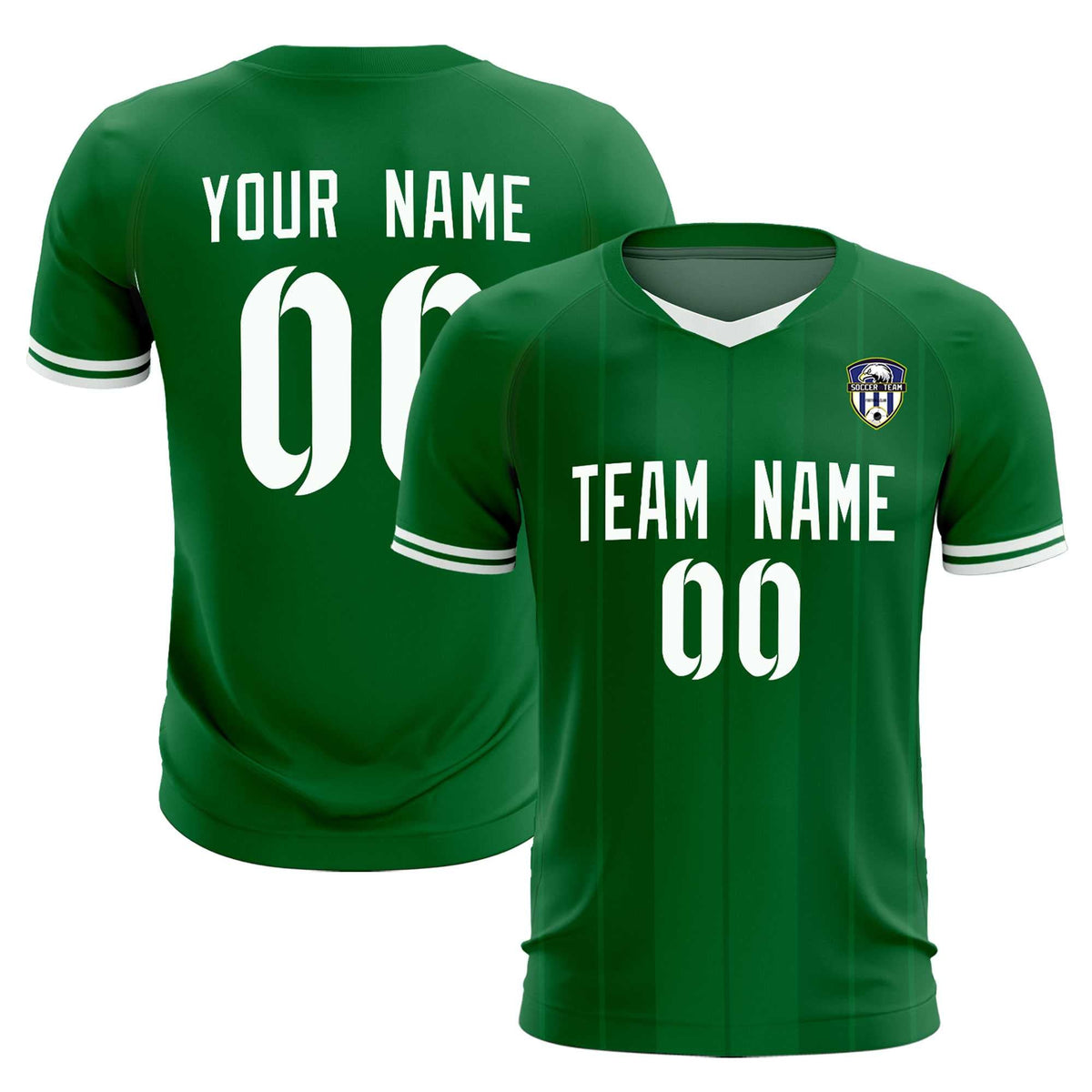 Custom Kelly Green Classic Striped Personalized Football Kit Jersey