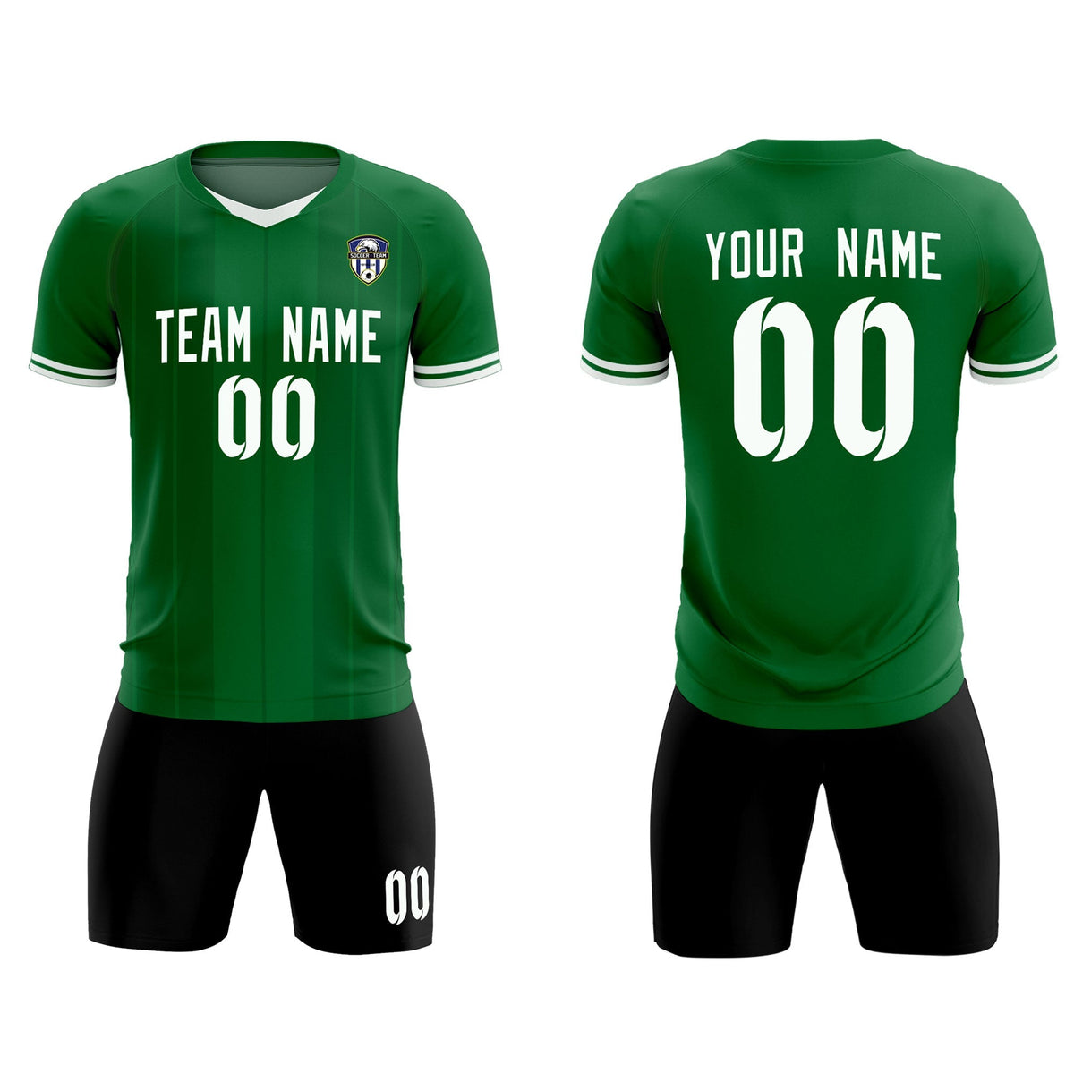 Custom Kelly Green Classic Striped Personalized Football Kit Jersey