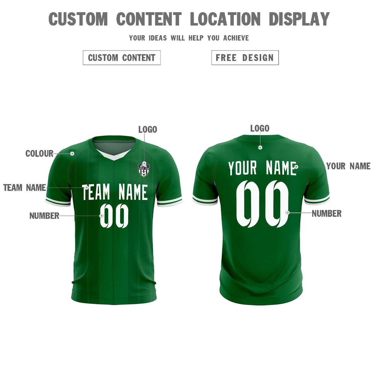 Custom Kelly Green Classic Striped Personalized Football Kit Jersey