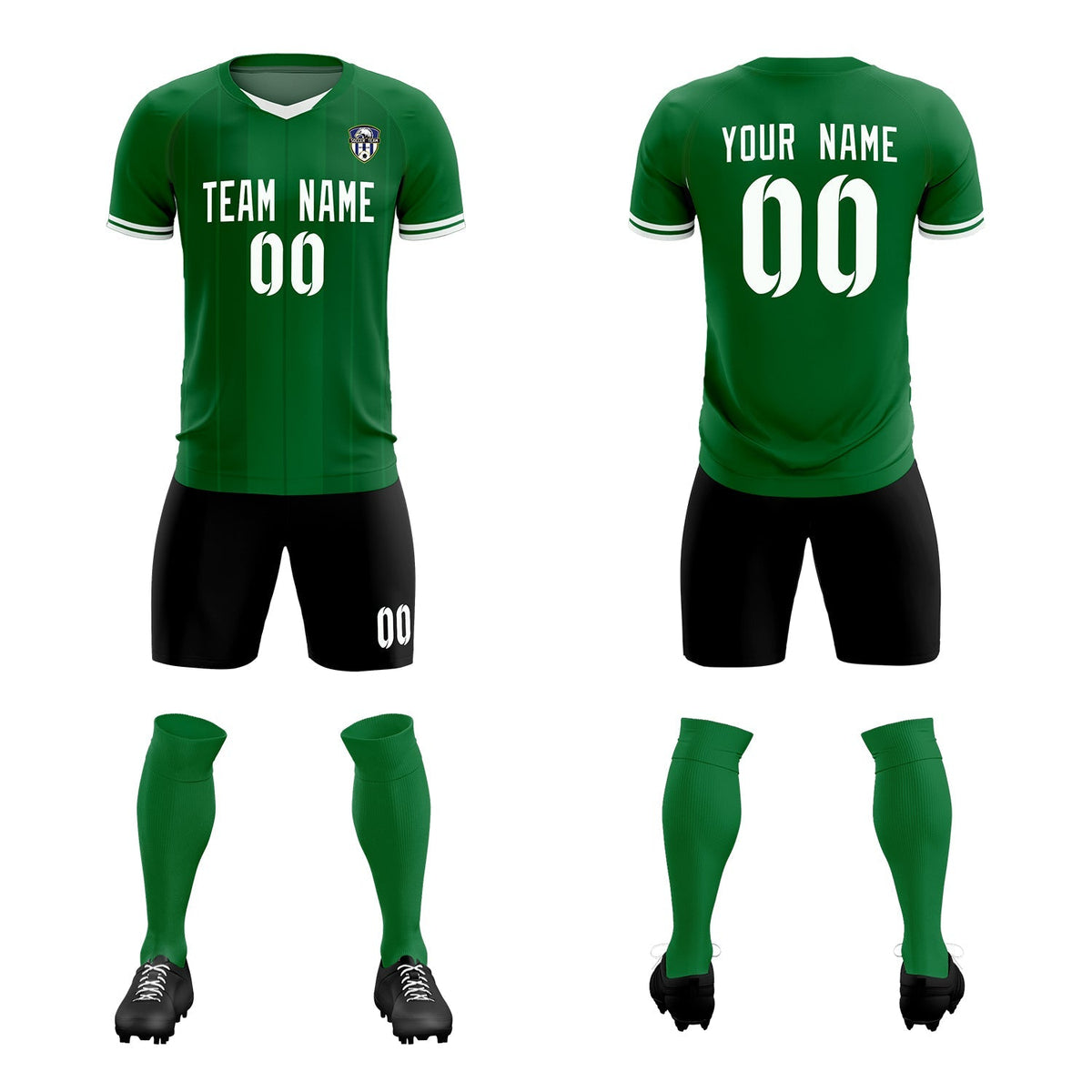 Custom Kelly Green Classic Striped Personalized Football Kit Jersey