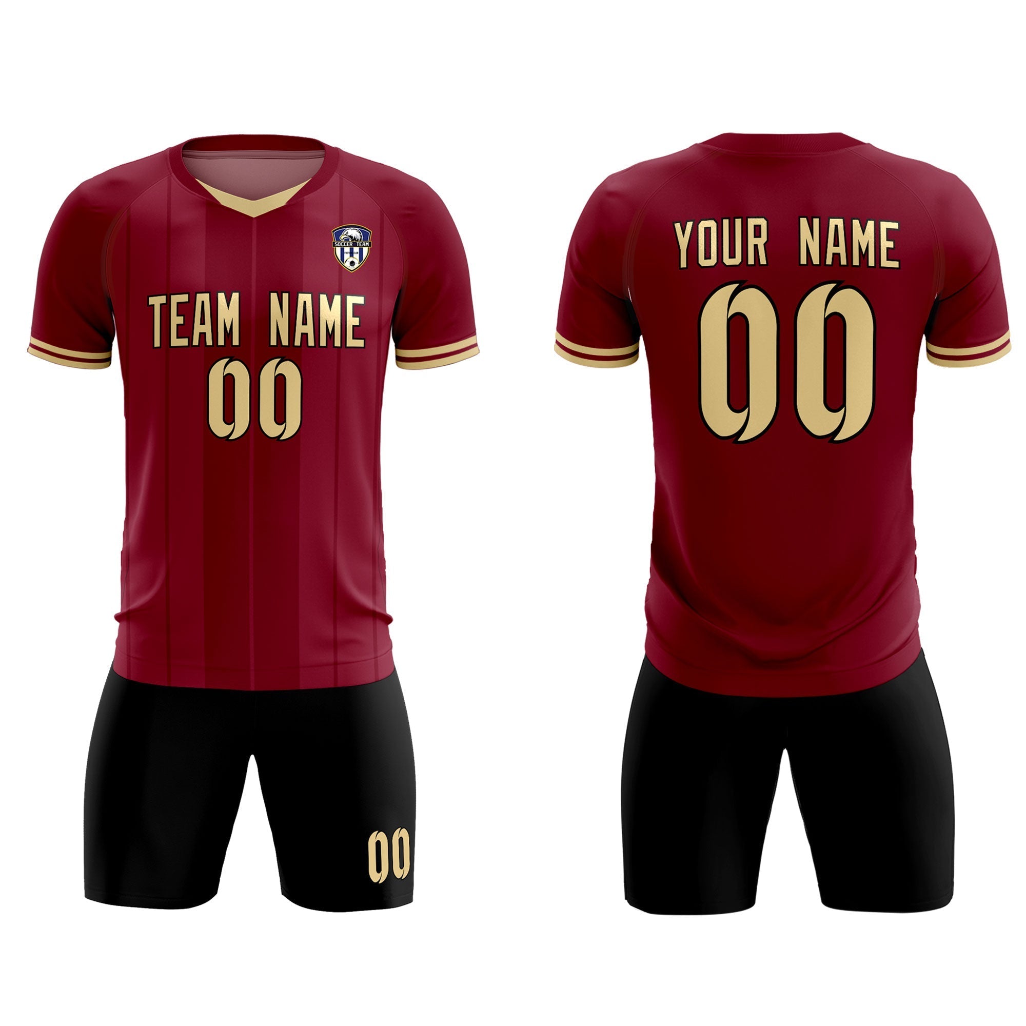 Custom Crimson Classic Striped Personalized Football Kit Jersey