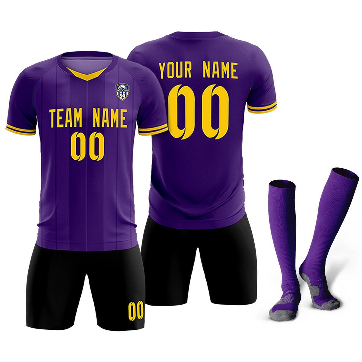 Custom Purple Classic Striped Personalized Football Kit Jersey