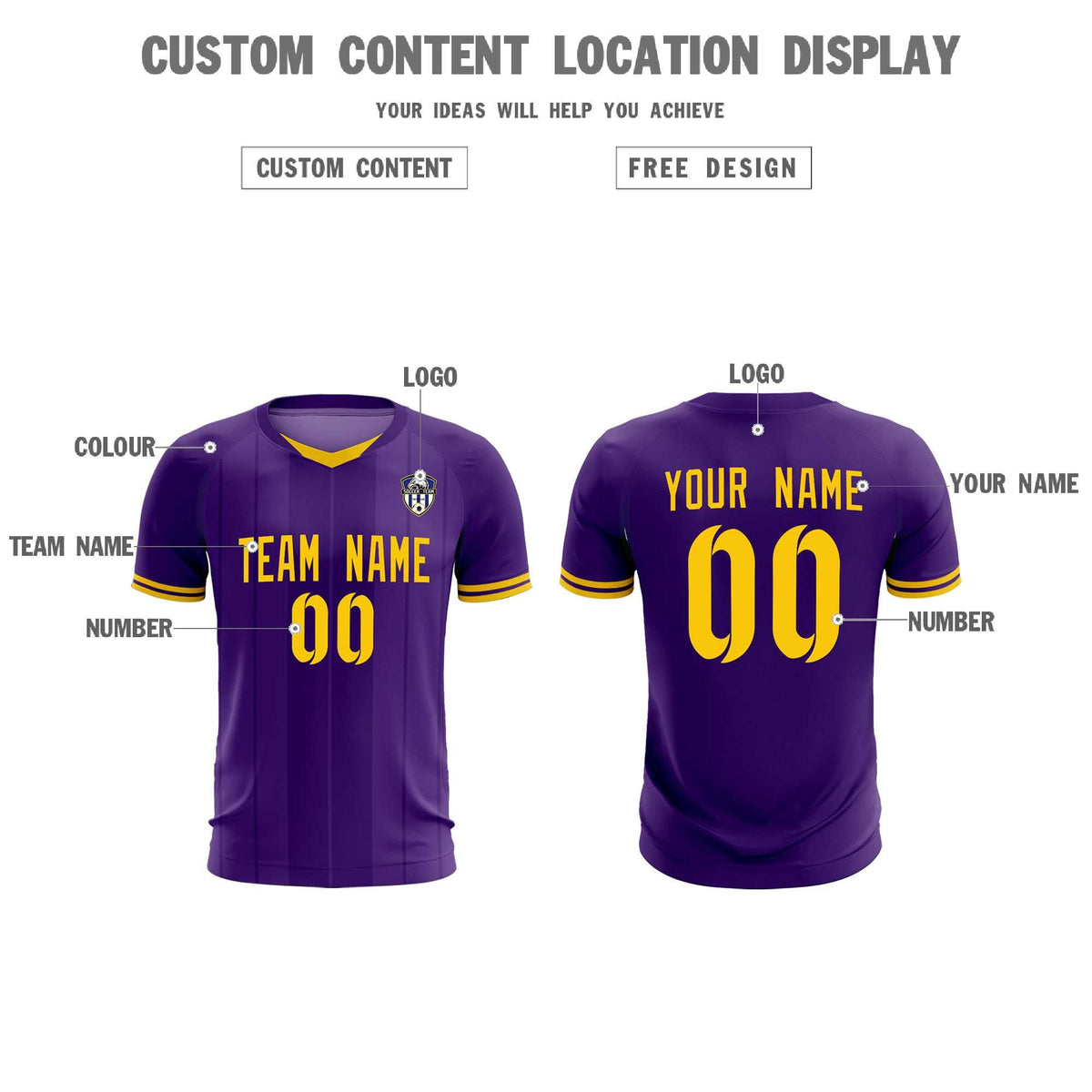 Custom Purple Classic Striped Personalized Football Kit Jersey
