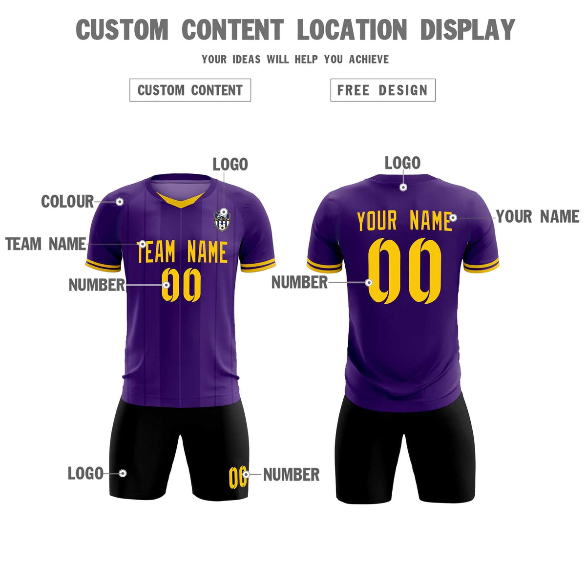 Custom Purple Classic Striped Personalized Football Kit Jersey