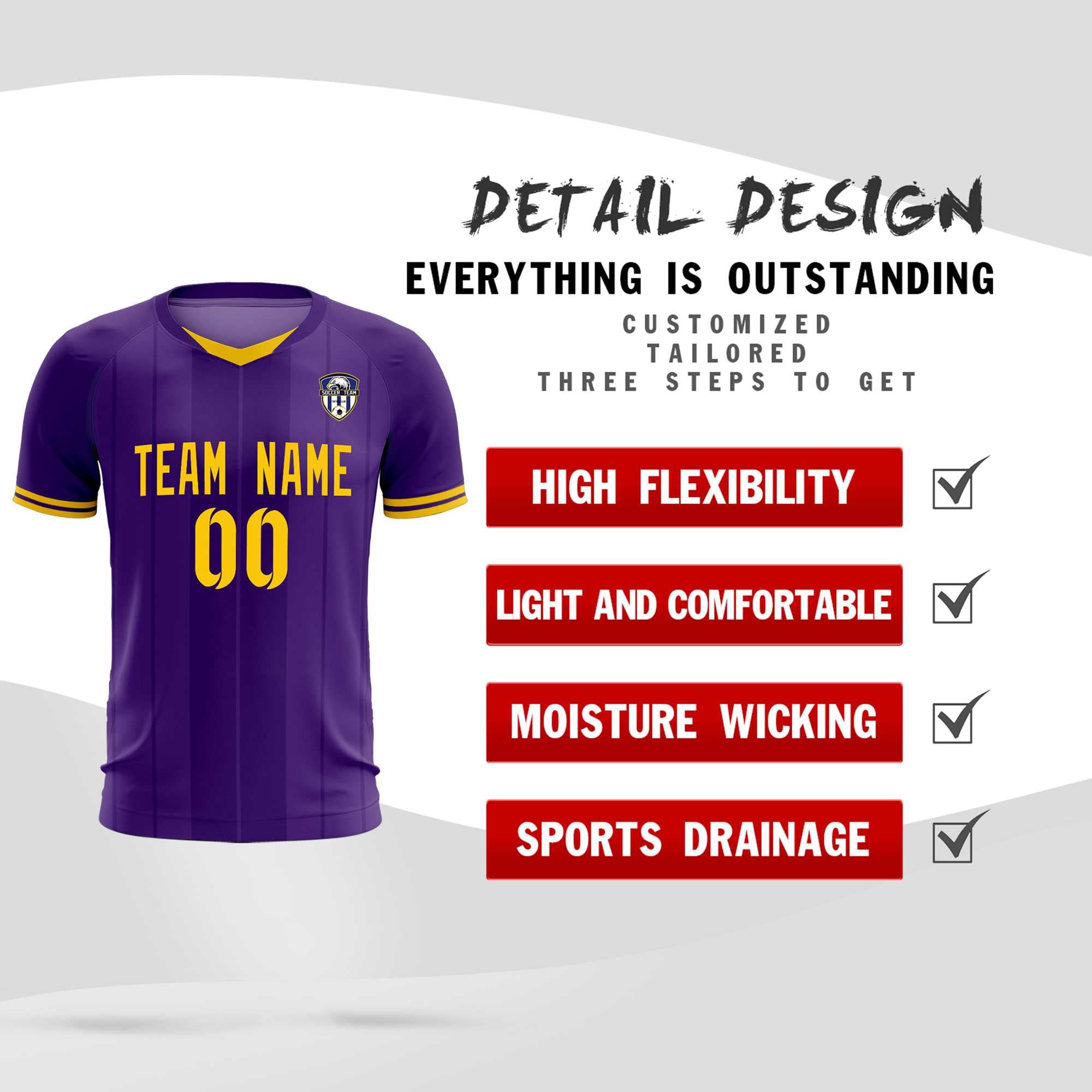 Custom Purple Classic Striped Personalized Football Kit Jersey