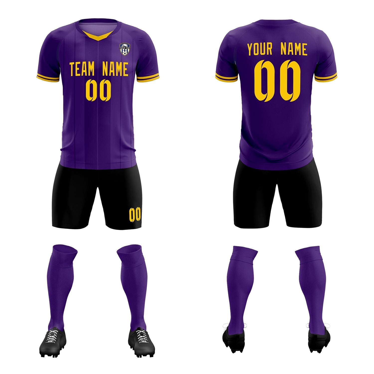 Custom Purple Classic Striped Personalized Football Kit Jersey