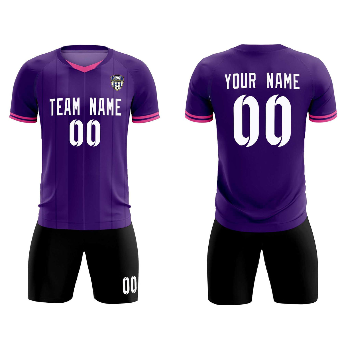 Custom Purple Classic Striped Personalized Football Kit Jersey