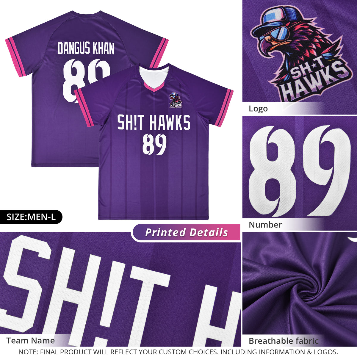Custom Purple Classic Striped Personalized Football Kit Jersey