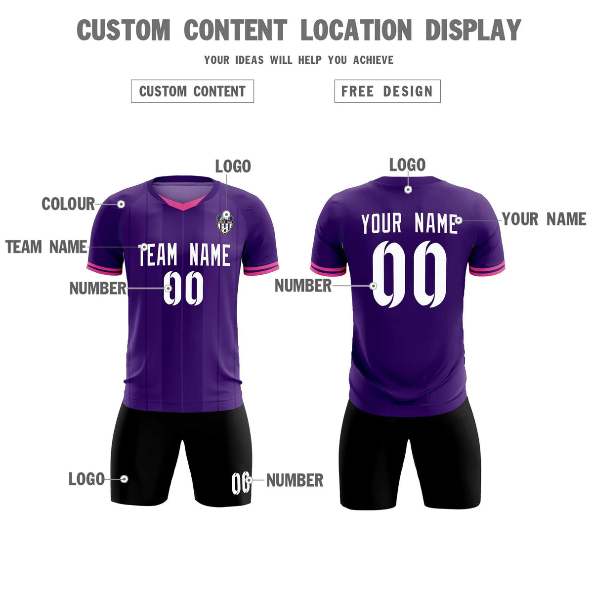 Custom Purple Classic Striped Personalized Football Kit Jersey